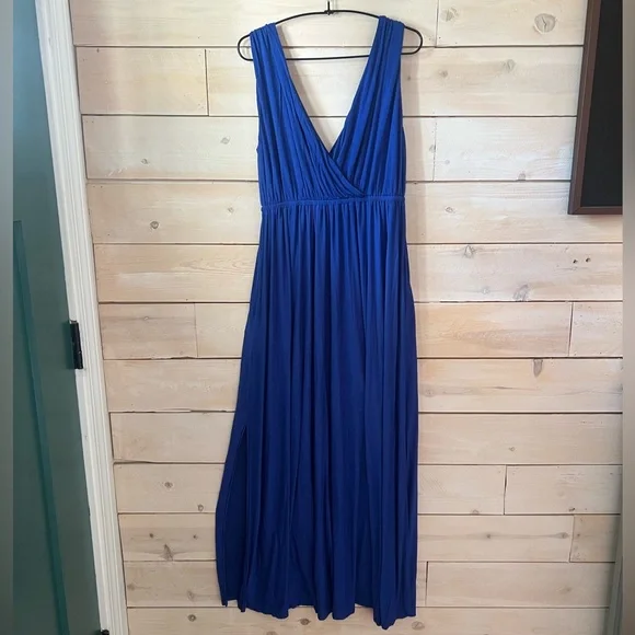 Banana Republic Elegant Blue Maxi Dress sz S Slit - Picture 6 of 6